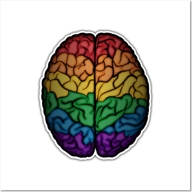 Large LGBTQ Pride Rainbow Brain Vector Wall Art by LiveLoudGraphics